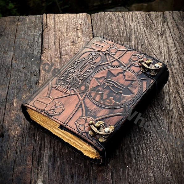 Book of the Dead Grimoire | Handmade Leather Journal, Egyptian Prop Replica Notebook