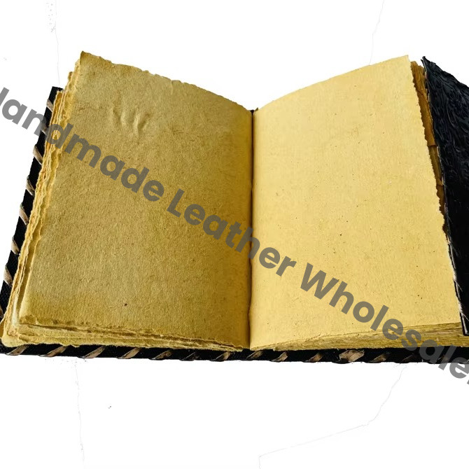 Book Shadows Black Charcoal Leather Loose-Leaf Gift Journal Crow Vintage Drawing Diary Blank Spell Deckle Edge Paper