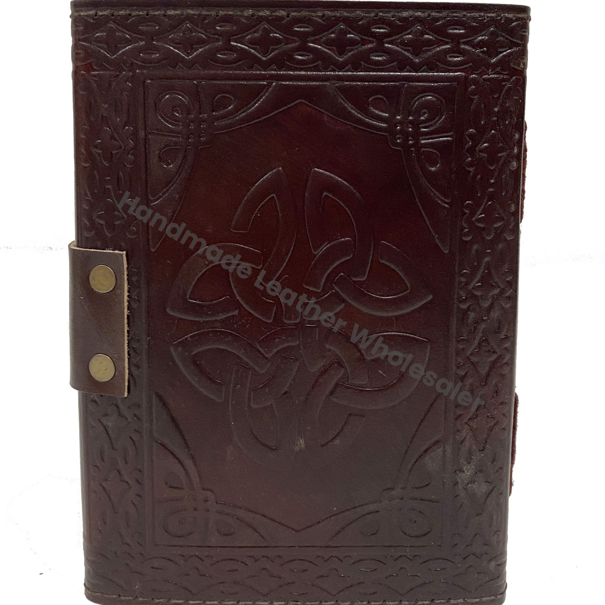 Book Shadows Leather Address Book Embossed Celtic Wicca Pagan Star Pentagram Third Eye Stone Handmade Gift Eco-friendly Paper