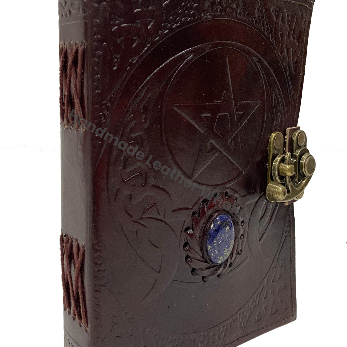 Book Shadows Leather Address Book Embossed Celtic Wicca Pagan Star Pentagram Third Eye Stone Handmade Gift Eco-friendly Paper
