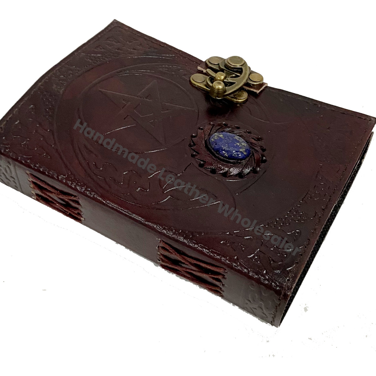 Book Shadows Leather Address Book Embossed Celtic Wicca Pagan Star Pentagram Third Eye Stone Handmade Gift Eco-friendly Paper