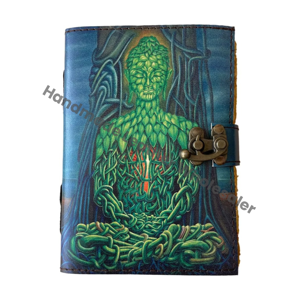 Buddha Notebook for Women Handmade Retro Collage Poster Design Vintage Sketchbook Plan with Deckle Art for Gift
