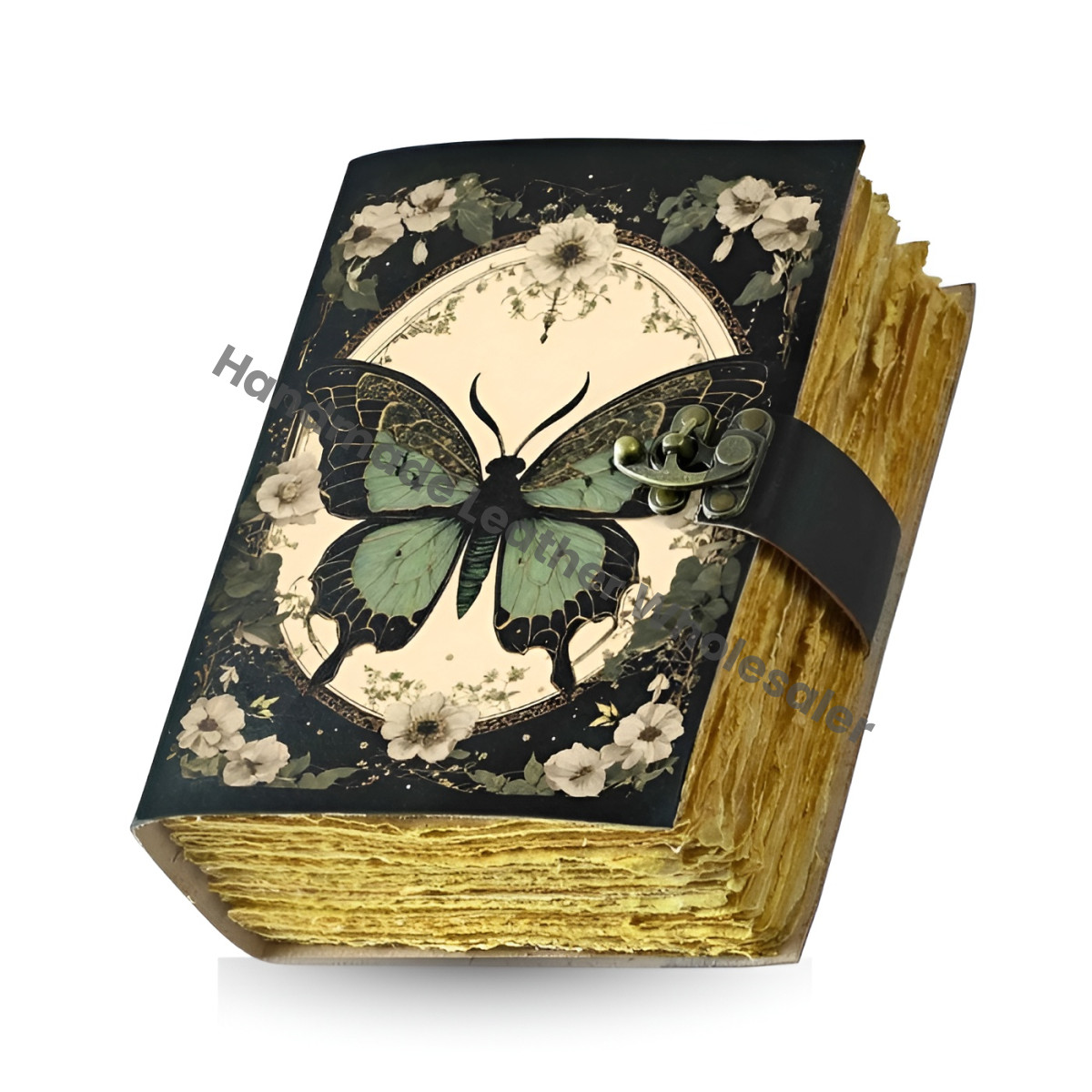 Butterfly Leather Grimoire: Handmade Book of Shadows with Deckle Edge Pages christmas gift