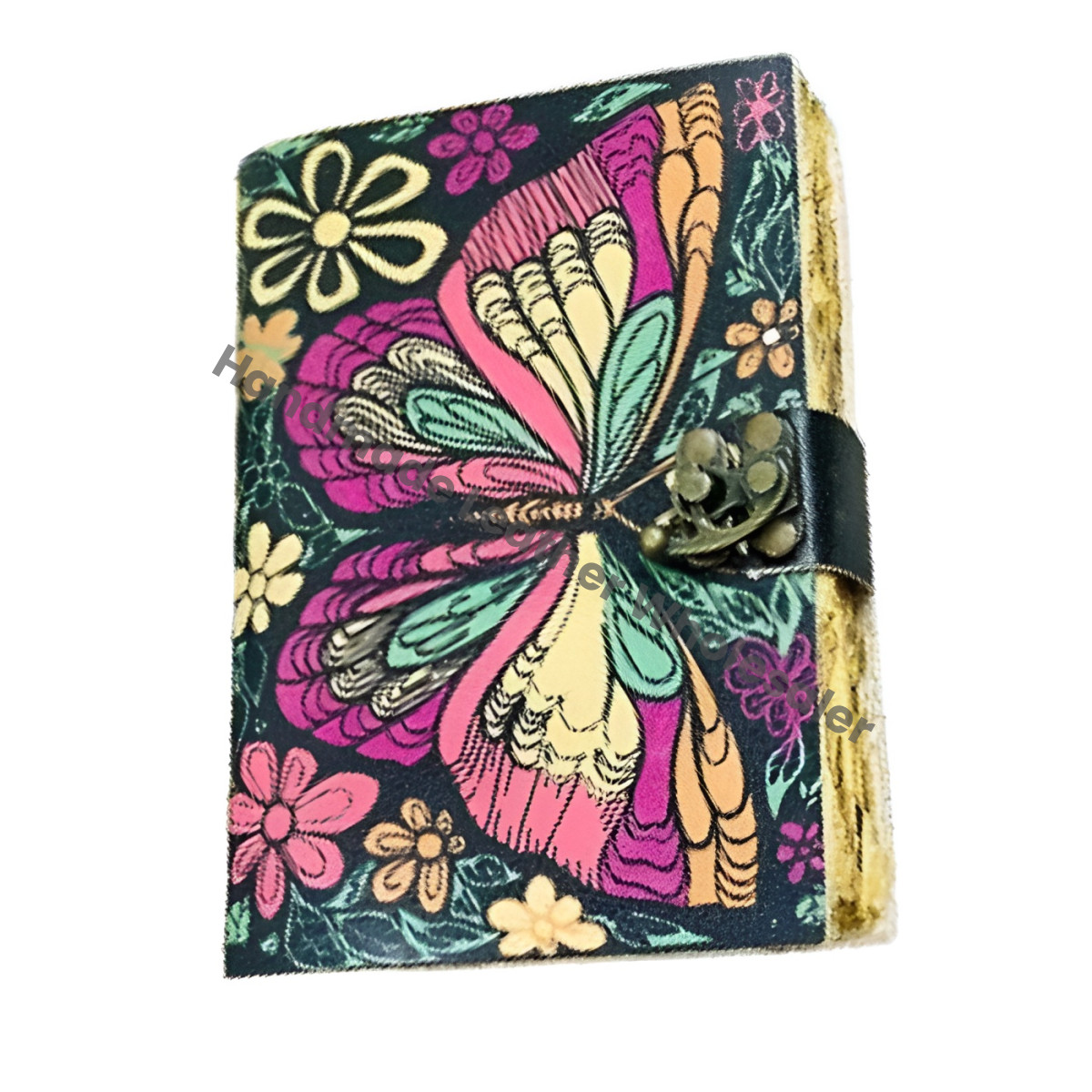 Butterfly Leather Journal: Antique Colorful Paper Book of Shadows