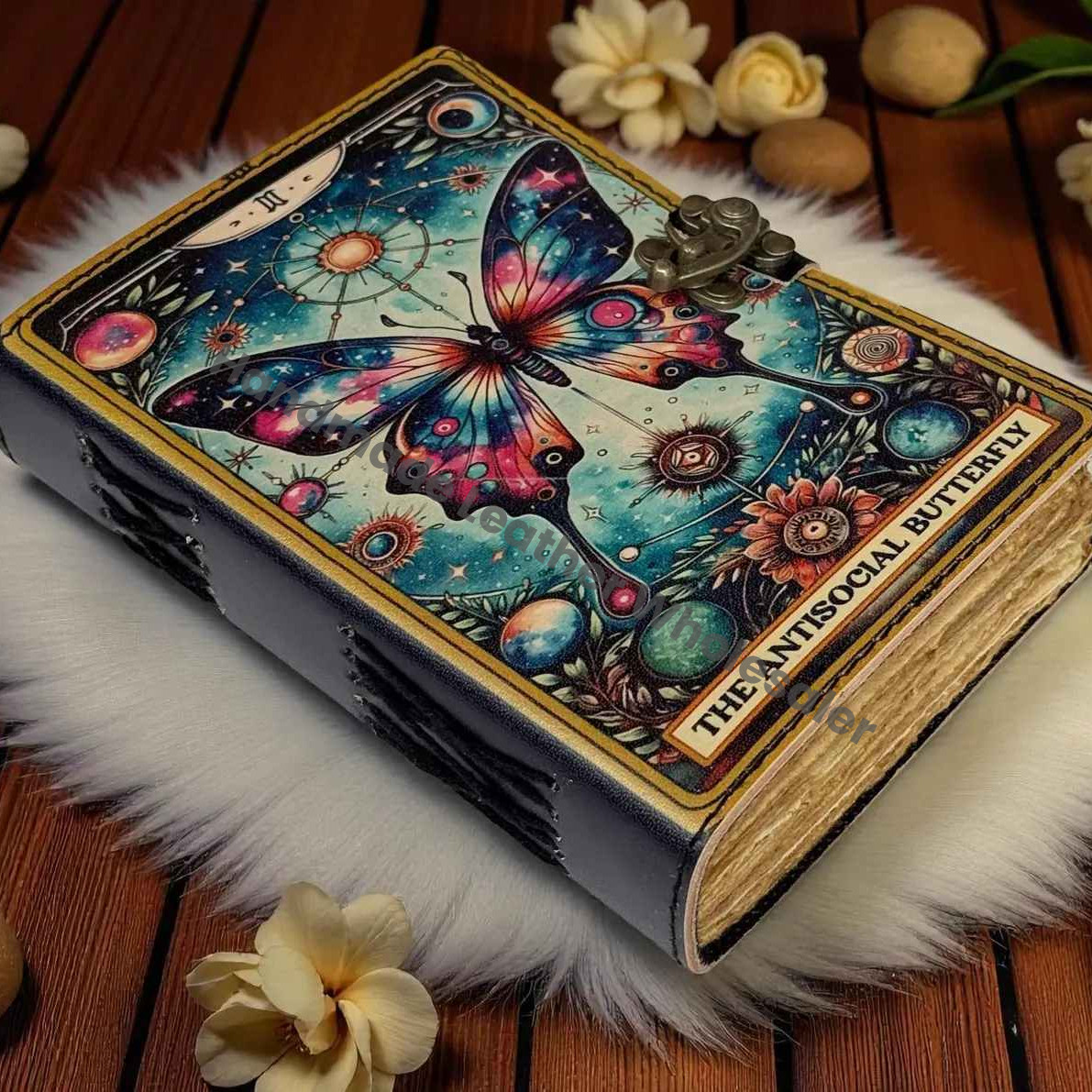 Butterfly Luna Moth Leather Journal Book of Shadows, Witchcraft Spell book Book of Shadows, Spell book Wiccan Pagan Gothic Magic Diary