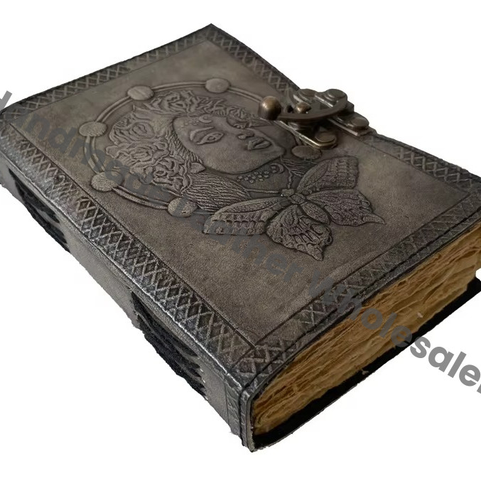 Butterfly With Women Vintage Leather Journal Flower Embossed Office Notebook Handbook Writing Journal Diary Sketchbook Journal