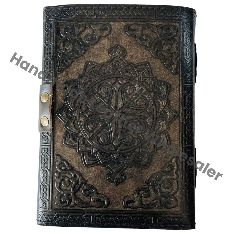 Butterfly Women Handmade Embossed Deckle Art Vintage Leather Book of Spells Celtic Wiccan Journals for Writing Prop Charcoal