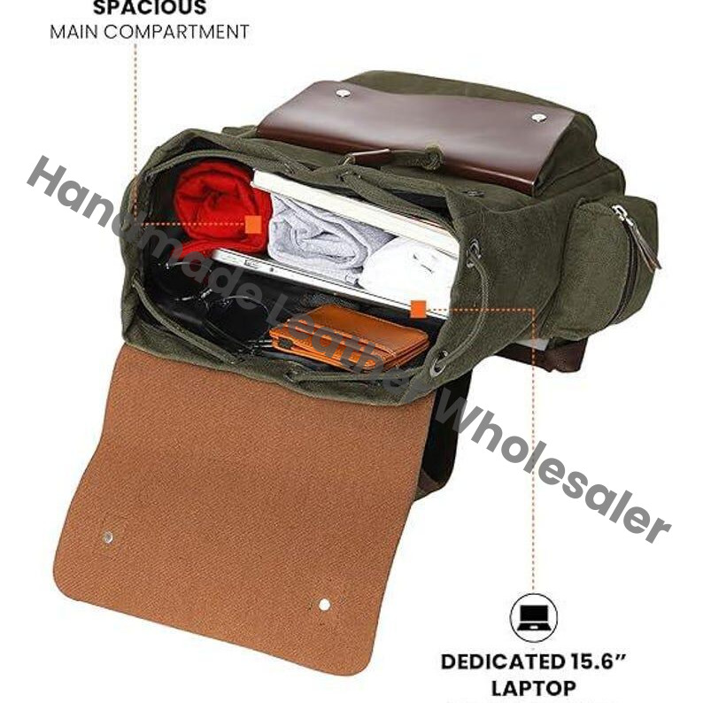 Canvas & Crazy Horse Leather Travel Backpack: Personalized Rucksack