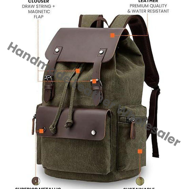 Canvas & Crazy Horse Leather Travel Backpack: Personalized Rucksack