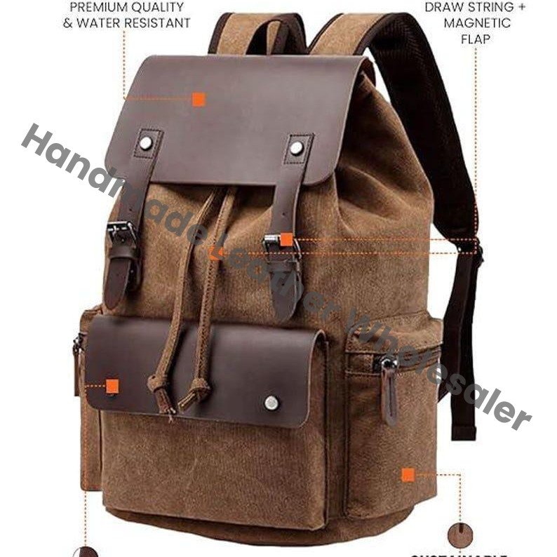 Canvas & Crazy Horse Leather Travel Backpack: Personalized Rucksack