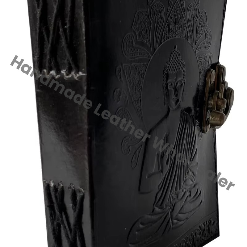 Capture Your Thoughts in Style Unlined Leather Address Book Buddha Design Printed Gift Handmade Eco-friendly Drawing Book