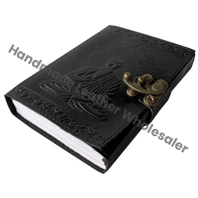 Capture Your Thoughts in Style Unlined Leather Address Book Buddha Design Printed Gift Handmade Eco-friendly Drawing Book