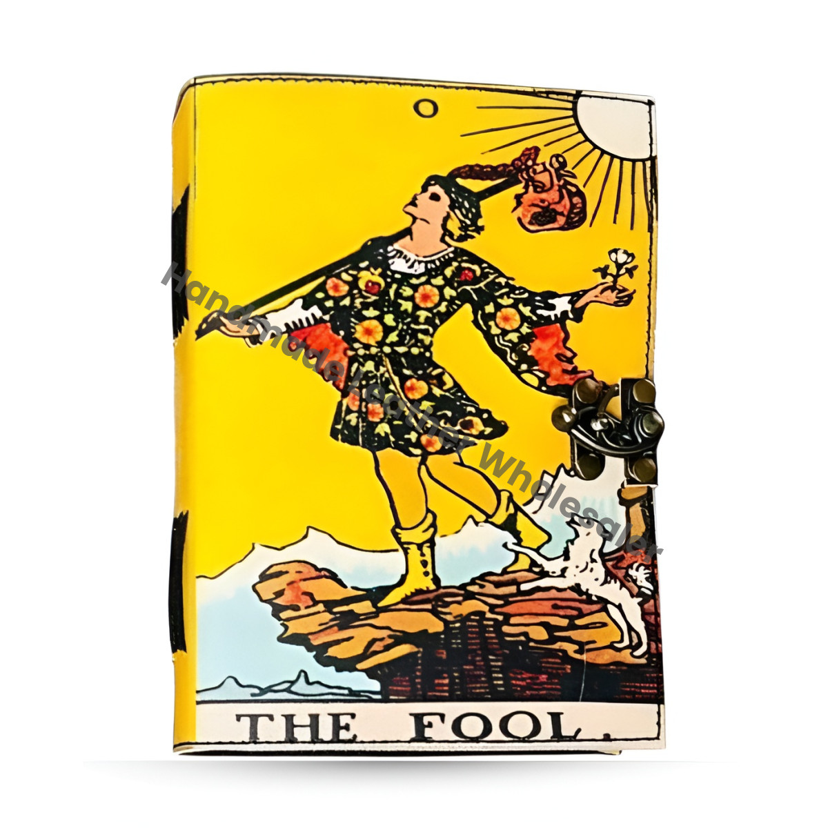 Celestial The Fool Leather Journal | Handmade Grimoire Girl Spell Book | Antique lock Closure | Christmas Gifts for Him & her