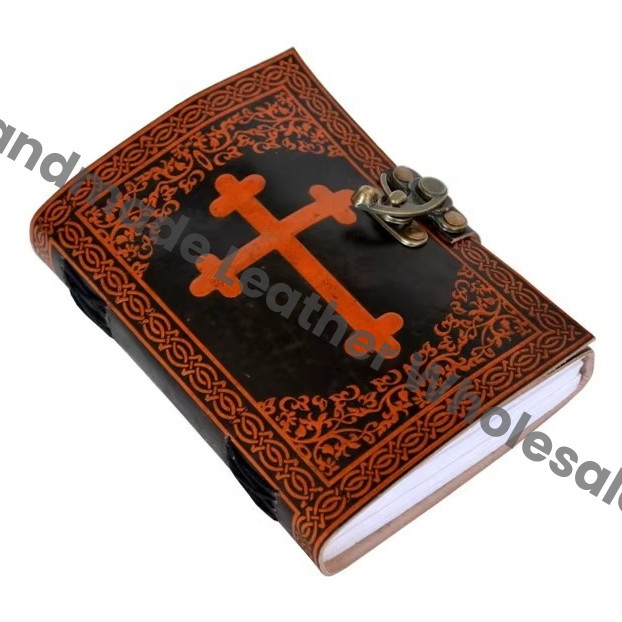 Celtic Cross Leather Spiral Bound Journal Handmade Orange Notebooks Woman Large Gift Leather Journal Notebook