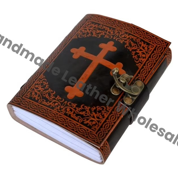 Celtic Cross Leather Spiral Bound Journal Handmade Orange Notebooks Woman Large Gift Leather Journal Notebook