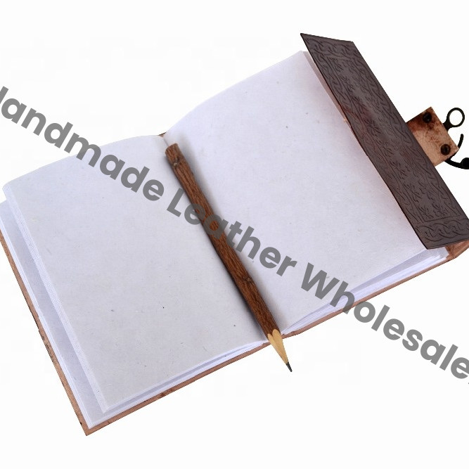 Celtic Handmade Brown Leaf Leather Journal Diary Instagram Photo Album with Handmade Paper Drawing Sketchbook Notebooks