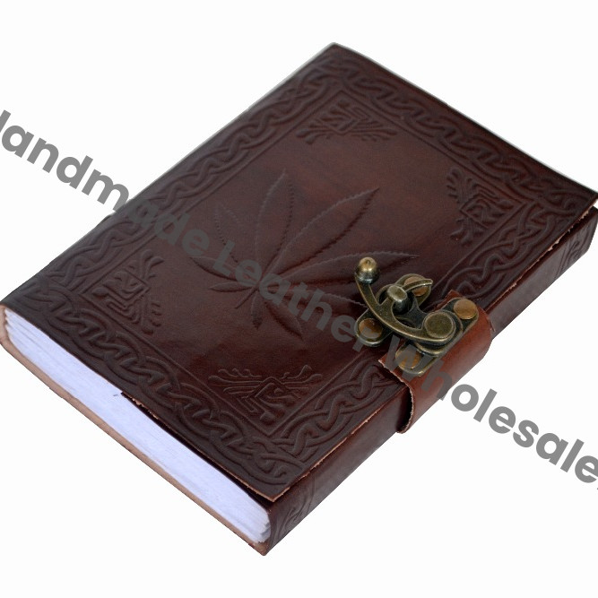 Celtic Handmade Brown Leaf Leather Journal Diary Instagram Photo Album with Handmade Paper Drawing Sketchbook Notebooks