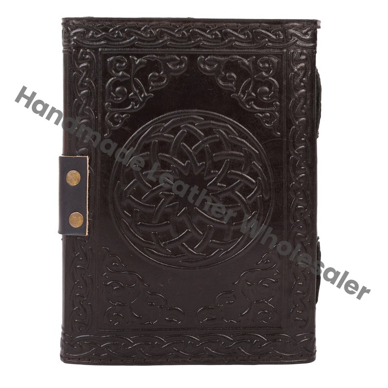 Celtic Star Leather Journal, Embossed Pentagram Grimoire, Latch Closure