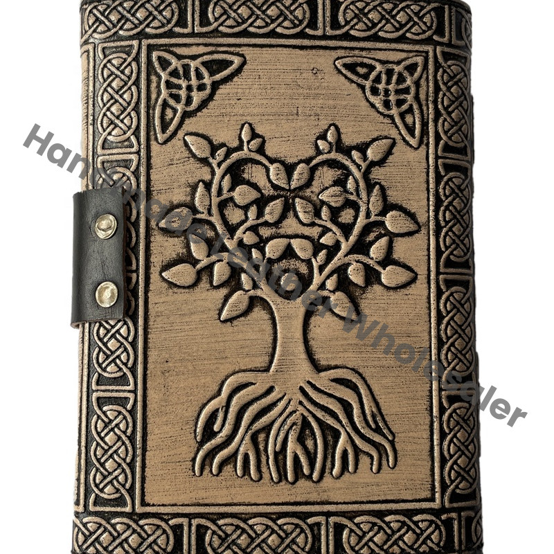 Celtic Tree of Life Leather Spiral Binding Hardcover Diary Gift Notebook Genuine Leather Sketchbook