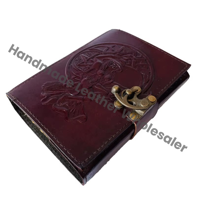 Celtic Wiccan Address Book Journal Writing Brown Leather Handmade Eco-friendly Embossed Deckle Paper Gift Diary