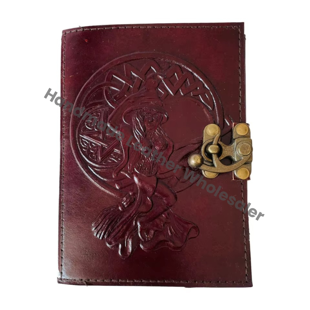 Celtic Wiccan Address Book Journal Writing Brown Leather Handmade Eco-friendly Embossed Deckle Paper Gift Diary