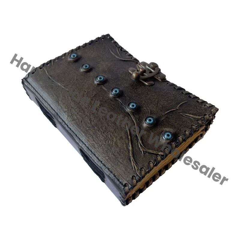 Chakra Leather Journal Antique Book of Eye Charmed Handmade Deckle Paper Charcoal Vintage Planner Sketchbook Seven Eye Journals