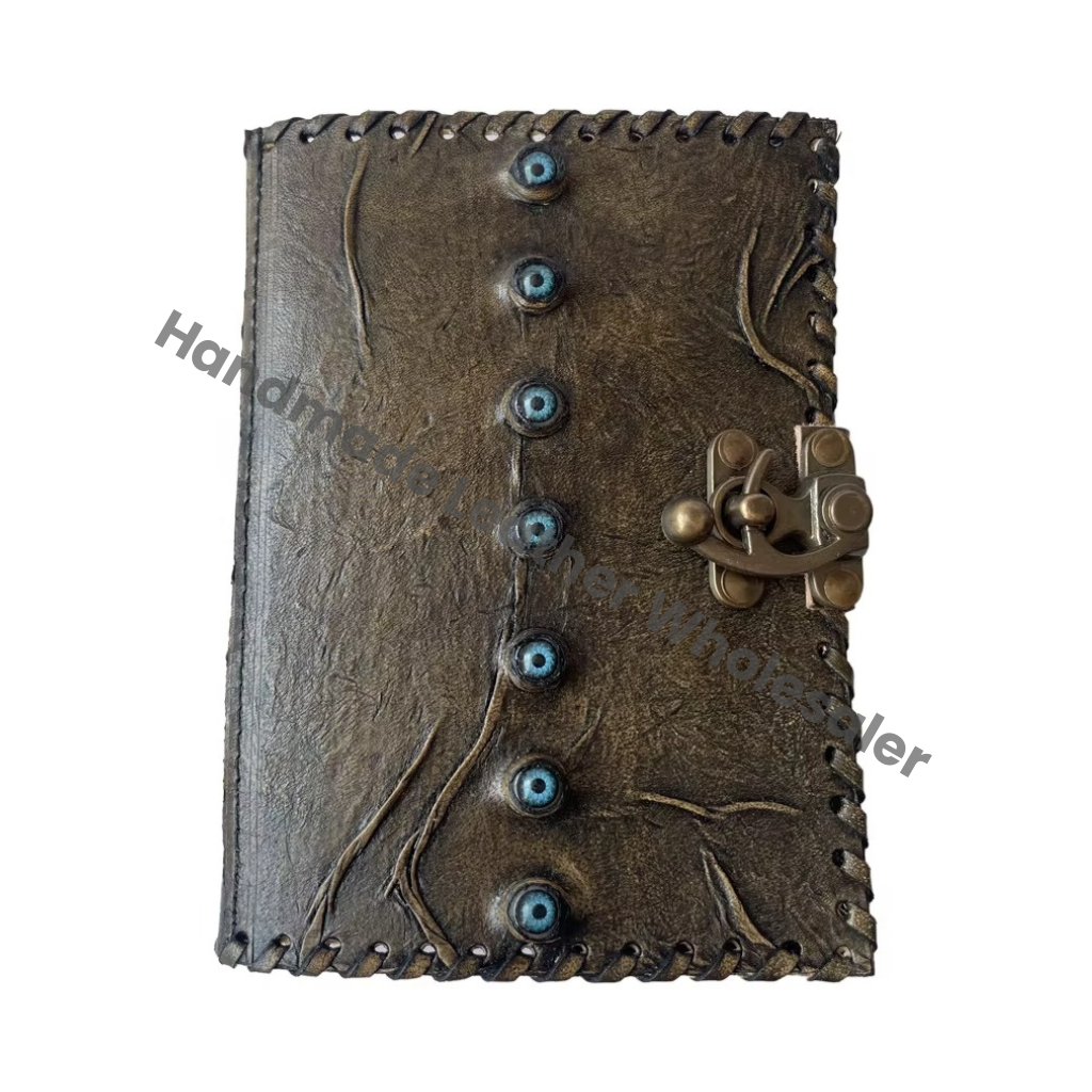 Chakra Leather Journal Antique Book of Eye Charmed Handmade Deckle Paper Charcoal Vintage Planner Sketchbook Seven Eye Journals