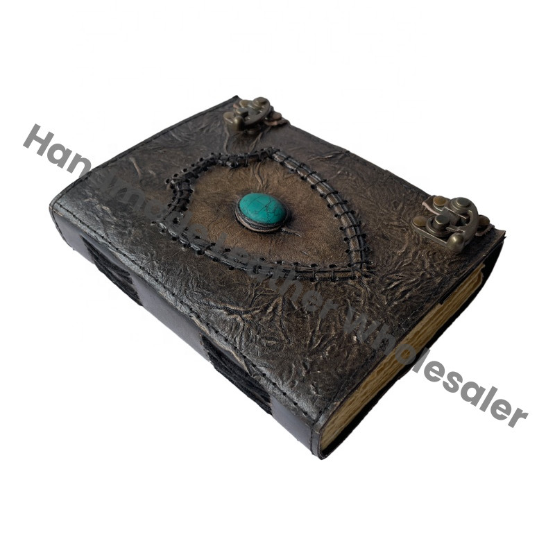 Charcoal Stone Leather Bound Hardcover Writing Journal Deckle Art Paper Embossed Notebook Diary Best Gift Men Women Scrapbook