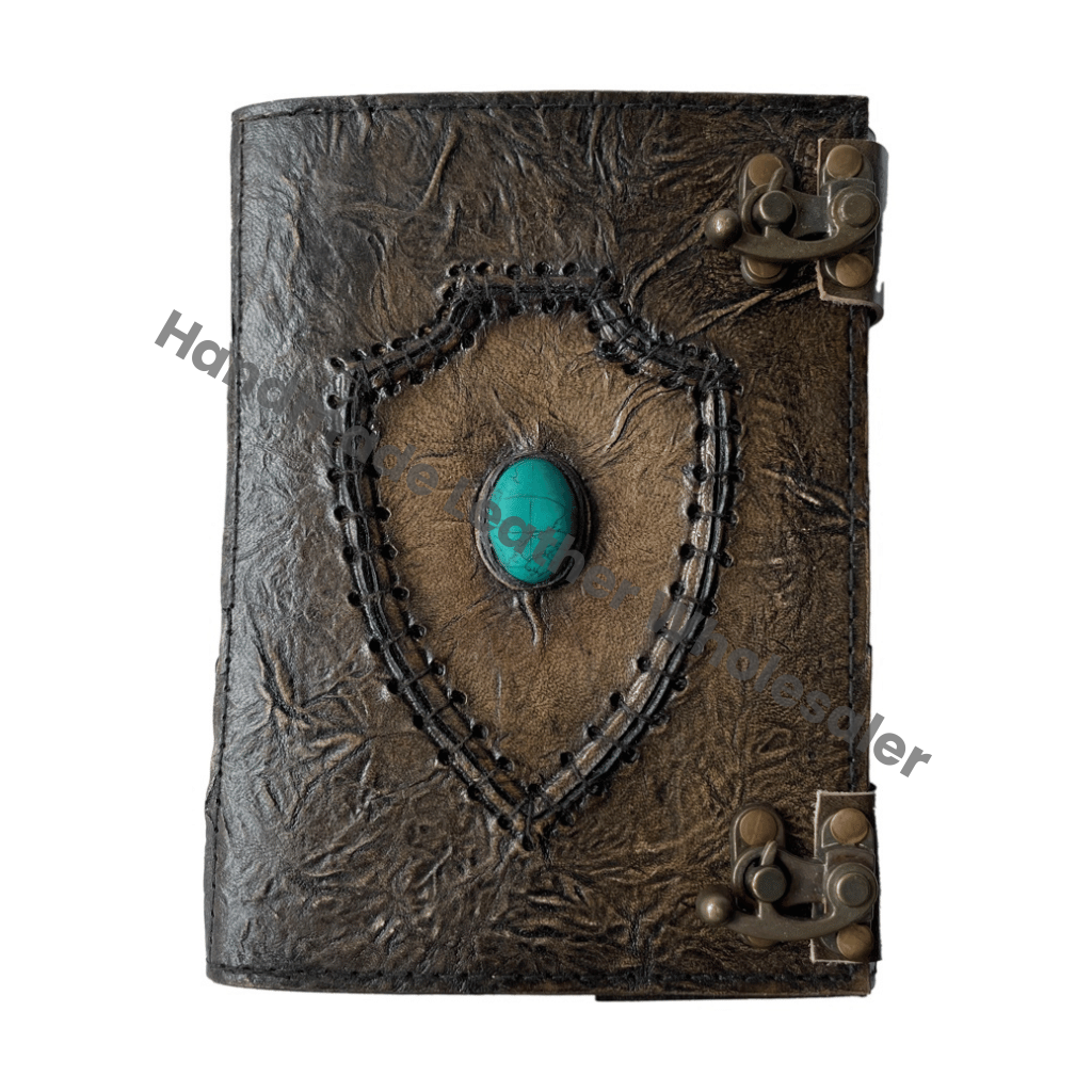 Charcoal Stone Leather Bound Hardcover Writing Journal Deckle Art Paper Embossed Notebook Diary Best Gift Men Women Scrapbook