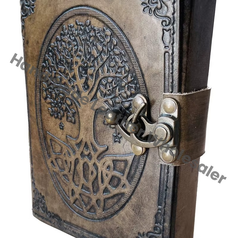 Charcoal Tree Vintage Antique Hand Embossed Diary Personal Organizer Tree of Life Travel Regular Leather Journal Handmade