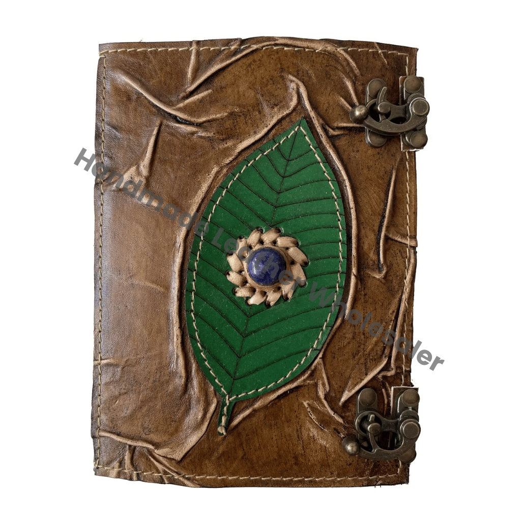 Charcoal Vintage Personalized Custom Design Leather Hardcover Diary with Deckle Paper -Perfect Gift