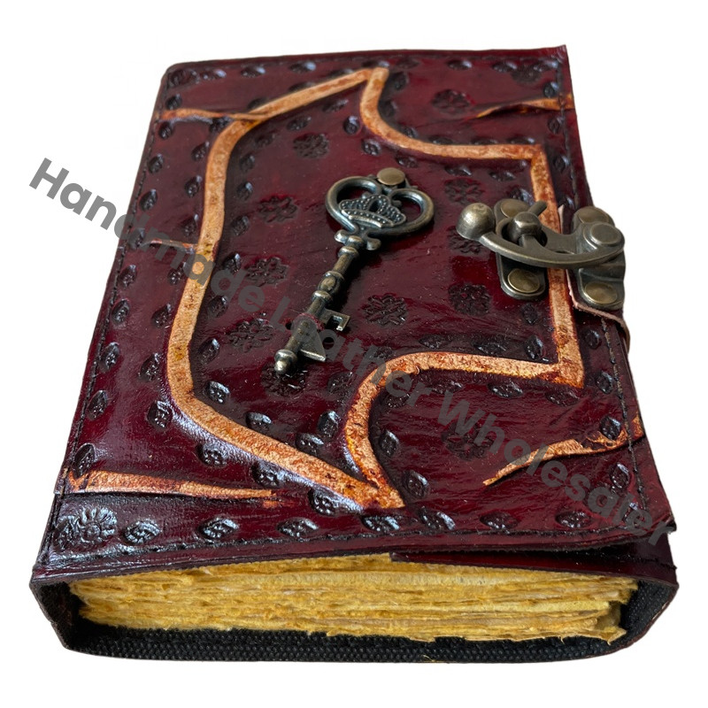Charmed Spell Wiccan Journals Key Vintage Leather Journal Antique Handmade Deckle Edge Paper Brown Thermal Gift Custom Logo