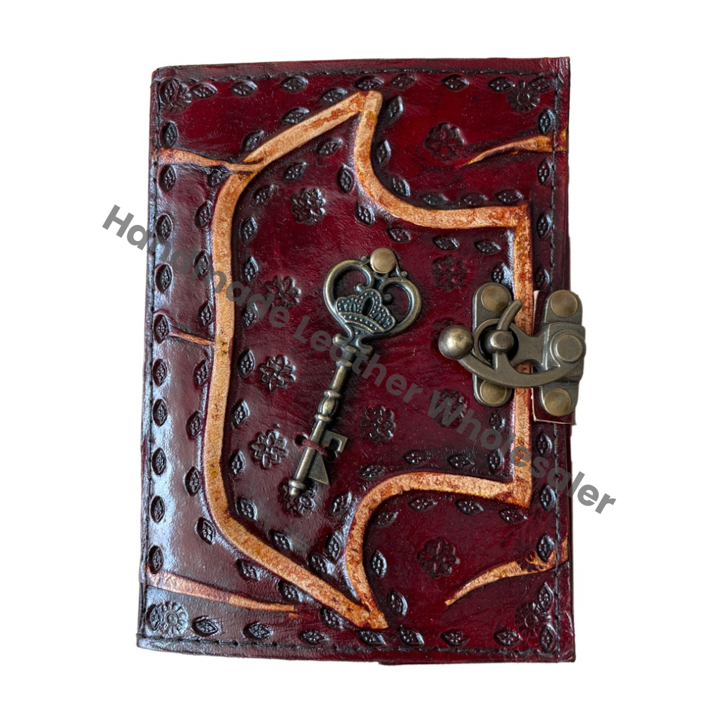 Charmed Spell Wiccan Journals Key Vintage Leather Journal Antique Handmade Deckle Edge Paper Brown Thermal Gift Custom Logo