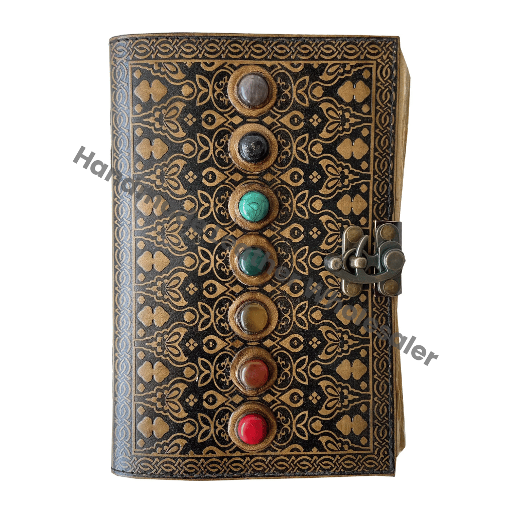 Creative Custom Hardcover Genuine Leather Notebook Eco-Friendly Paper Seven Stone Constellation Cover Happy Planner