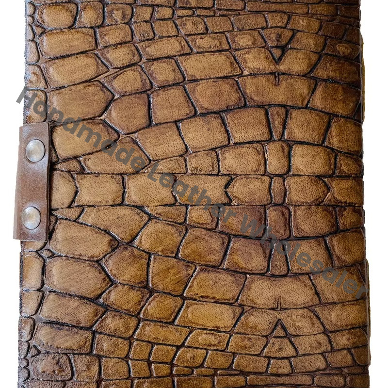 Crocodile Embossed Leather Journal Notebook Vintage Genuine Leather Travel Journals Writing A5 Blank Unlined