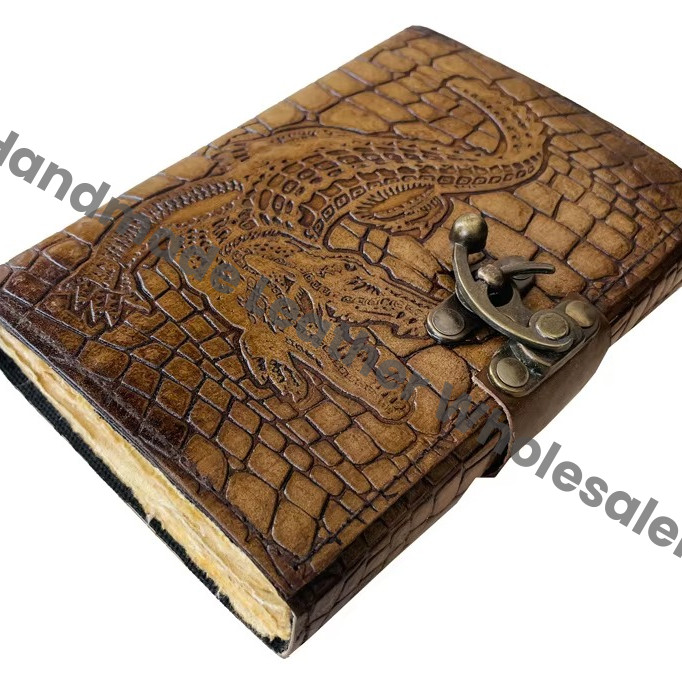 Crocodile Embossed Leather Journal Notebook Vintage Genuine Leather Travel Journals Writing A5 Blank Unlined