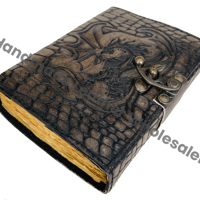 Crocodile Style Printed Journal for Deckle Old Pages Vintage Women Sketchbook Dragon Large Book of Shadows Blank Books