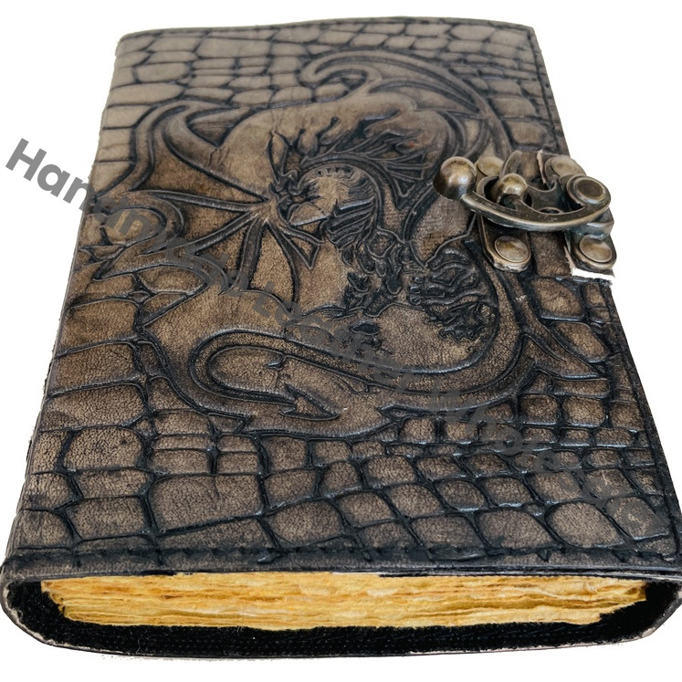 Crocodile Style Printed Journal for Deckle Old Pages Vintage Women Sketchbook Dragon Large Book of Shadows Blank Books