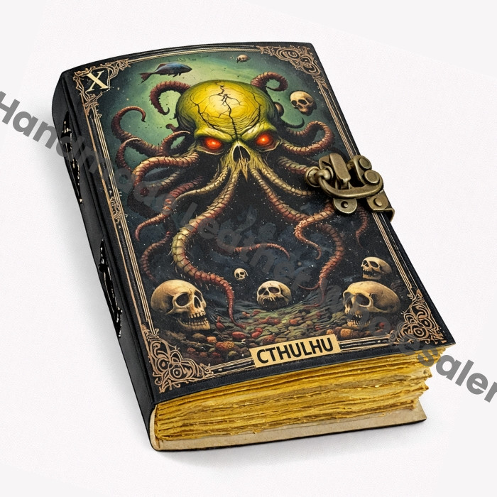 Cthulhu Leather Journal – Octopus Tentacle Grimoire, Gothic Horror