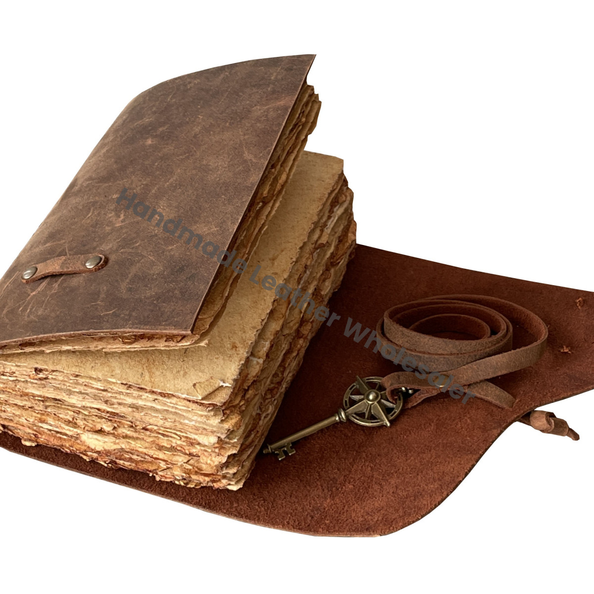 Custom Design Compass Key Notebook Brown Antique Leather Journal Recyclable Handmade Paper Custom Logo Option Wholesale