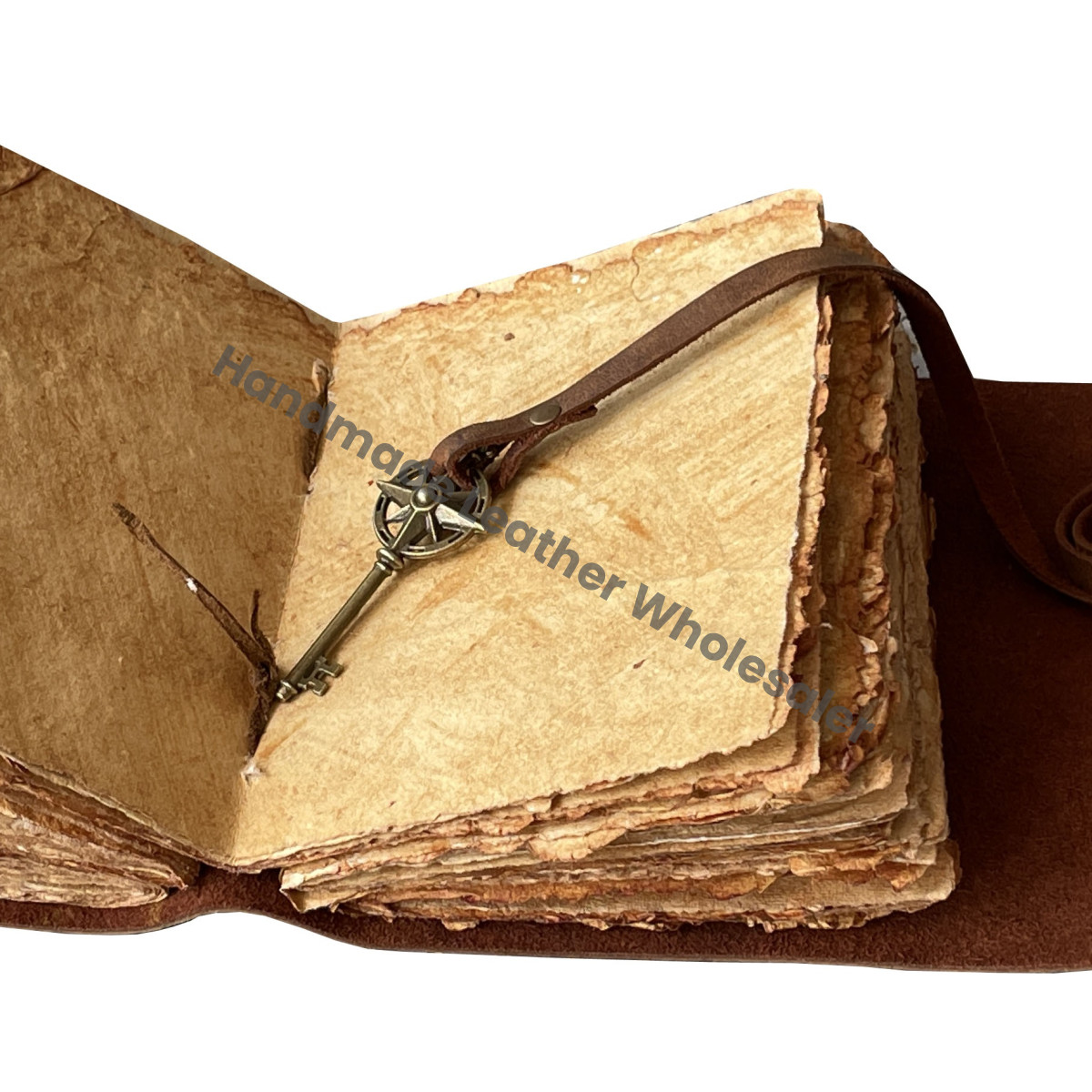 Custom Design Compass Key Notebook Brown Antique Leather Journal Recyclable Handmade Paper Custom Logo Option Wholesale