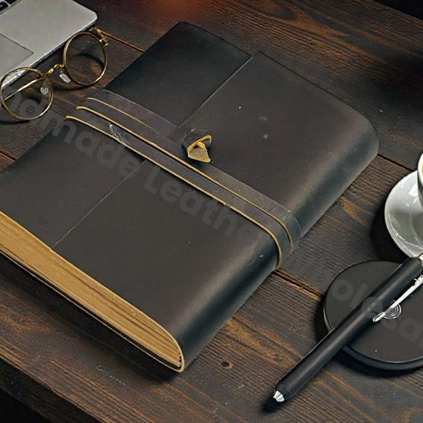 Custom Engraved Full Grain Rustic Leather Journal Notebook – Handmade Travel Writing Diary with Strap