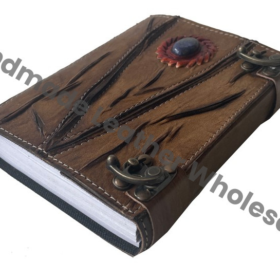 Custom Wholesale Bulk Vintage Hard Charcoal Leather Spiral Eco-friendly Cotton Paper Journal Handmade Sheets Self Care Gift