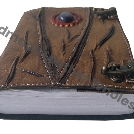 Custom Wholesale Bulk Vintage Hard Charcoal Leather Spiral Eco-friendly Cotton Paper Journal Handmade Sheets Self Care Gift