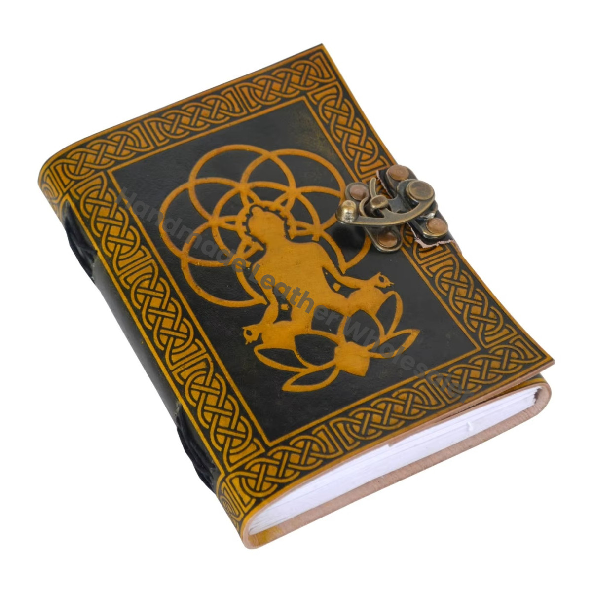 Customized Organizer Handcraft Leather Journal Buddha Embossed Handbook Notebook Organizer Book Diary Vintage Bound Planner