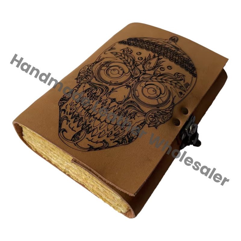 Day Dead Spell Blank Book Shadows Journal Lock Clasp Women Laser Cut Skull Vintage Handmade Diary Saddle Stitching Spiral
