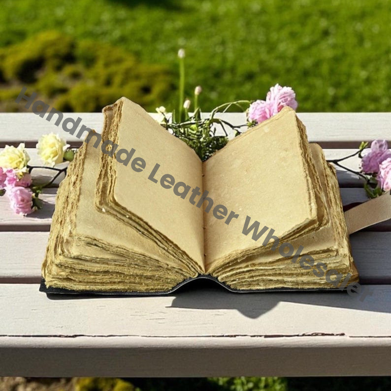 Deer Leather Journal – Handmade Deckle Edge Grimoire, Cottage core Spell Book, Vintage Witchcraft Wiccan Pagan Gothic Gift