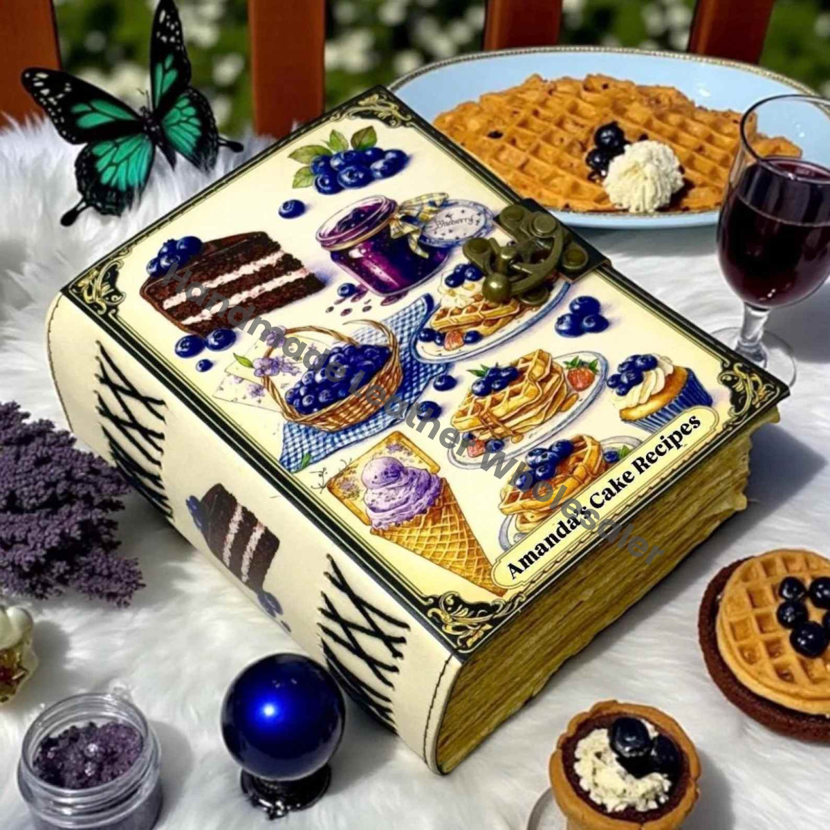 Delicious Cakes Recipe Journal – Handmade Leather Blank Cookbook, Dessert Lover Gift, Kitchen Notebook, Vintage Baking Journal