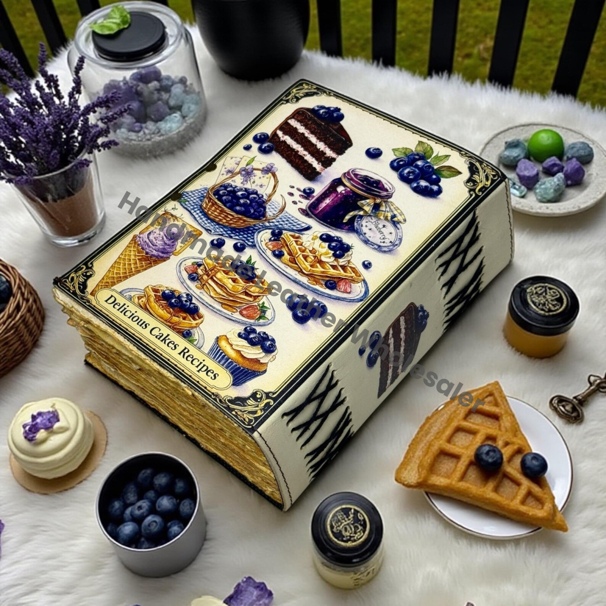 Delicious Cakes Recipe Journal – Handmade Leather Blank Cookbook, Dessert Lover Gift, Kitchen Notebook, Vintage Baking Journal