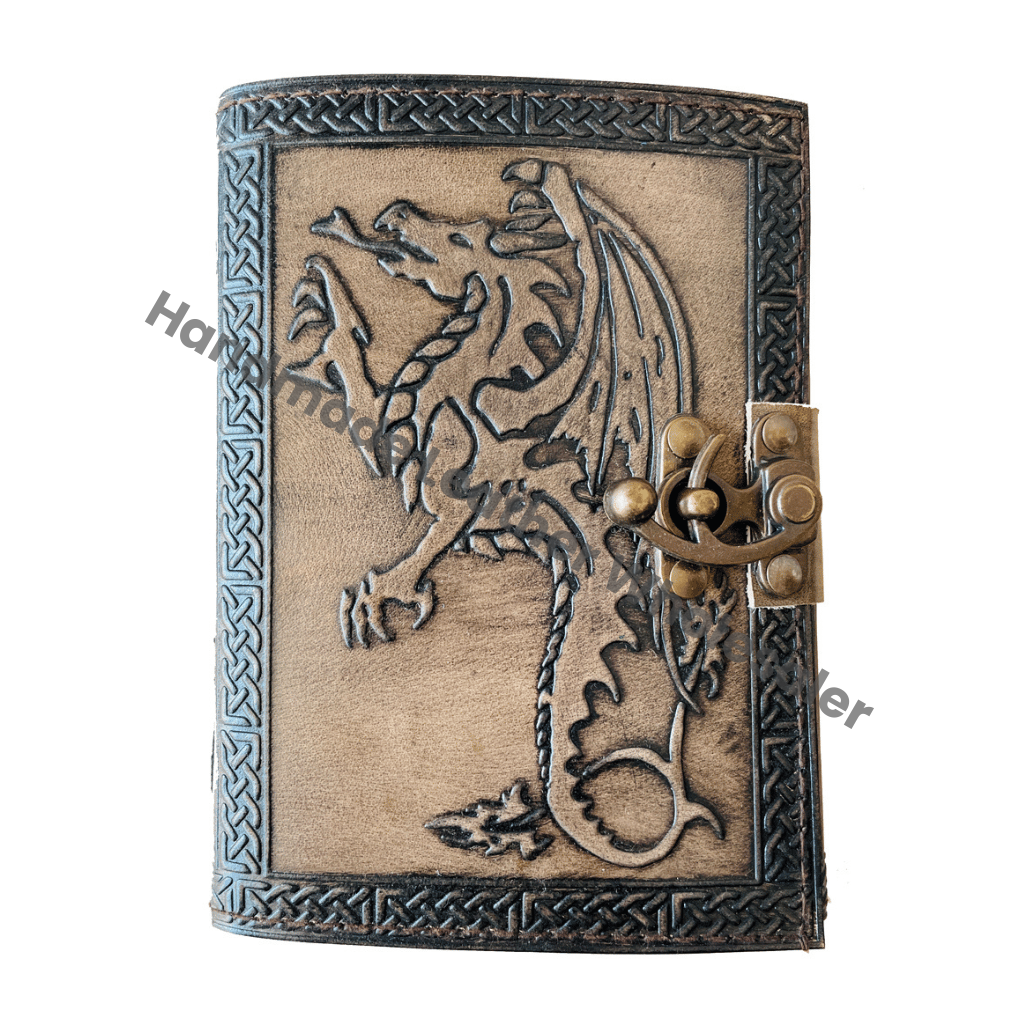 DND Dragon Leather Journal Non-Refillable Antique Medieval Personalized Notebook Planner Lined Vintage Pages Spiral Bound